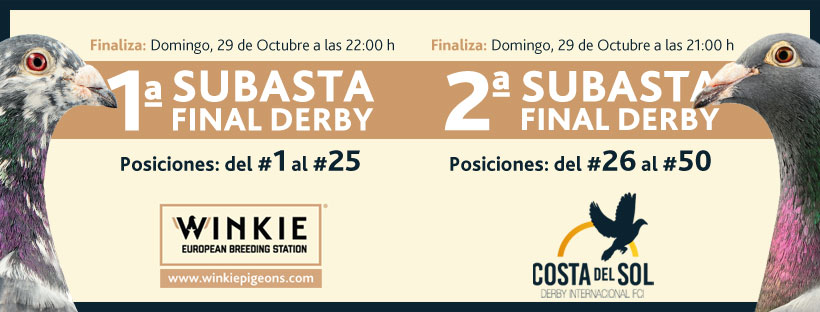 Leer más: WINKIE subasta las palomas ganadoras de la final del Derby Costa del Sol
